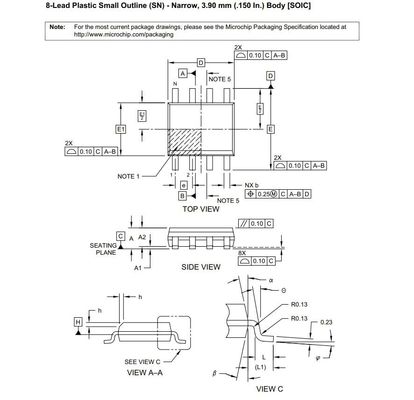 ذاكرة السيارات IC رقاقة EEPROM Serial-I2C 2K-Bit 256 X 8 3.3V / 5V 24LC02B-I / SN